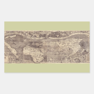 Pegatina Rectangular Mapa del mundo 1507 de Martin Waldseemuller