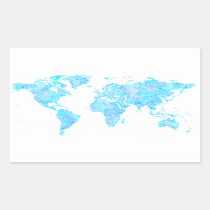 Pegatina Rectangular Mapa del mundo abstracto moderno
