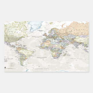 Pegatina Rectangular Mapa del mundo clásico