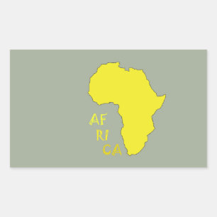 Pegatina Rectangular Mapa divertido de África amarillo