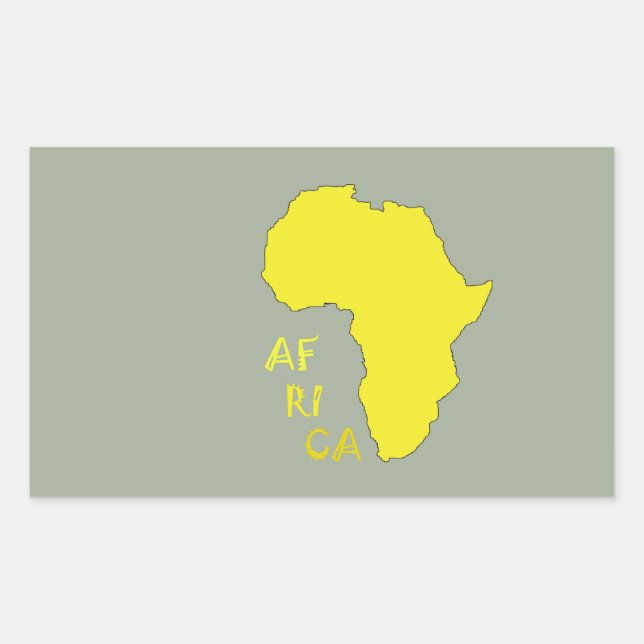 Pegatina Rectangular Mapa divertido de África amarillo (Anverso)