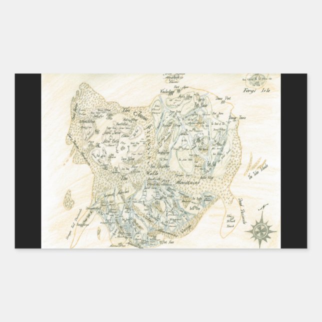 Pegatina Rectangular Mapa etiquetado de Trino (Anverso)