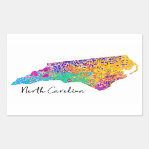 Pegatina Rectangular Mapa moderno de Carolina del Norte