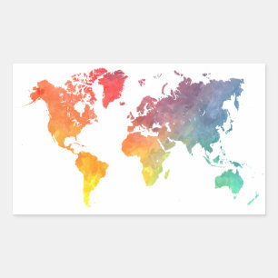 Pegatina Rectangular mapa mundial 5