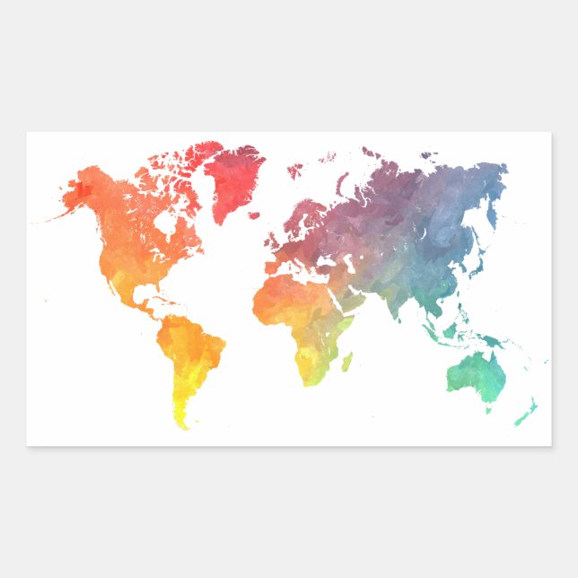 Pegatina Rectangular mapa mundial 5 (Anverso)