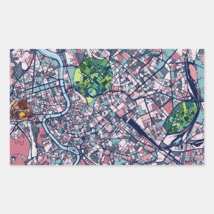 Pegatina Rectangular Mapa Roma Italia