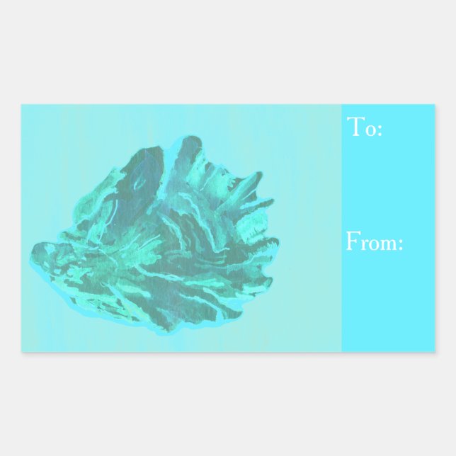 Pegatina Rectangular Maravilla de ostión azul brillante (Anverso)