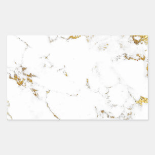Pegatina Rectangular Marble White Gold Abstract Stone Wedding Favor