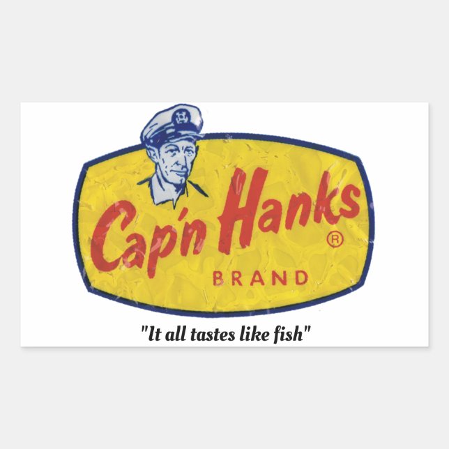 Pegatina Rectangular Marca Cap'n Hanks (Anverso)