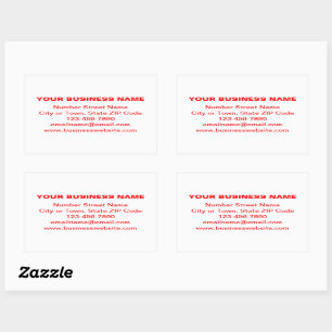 Pegatina Rectangular Marca comercial de textos rojos sin formato en bla