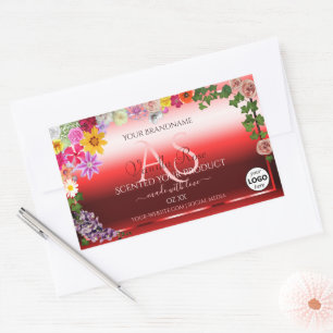 Pegatina Rectangular Marca de producto Floral Ruby Red Ombre Logotipo M