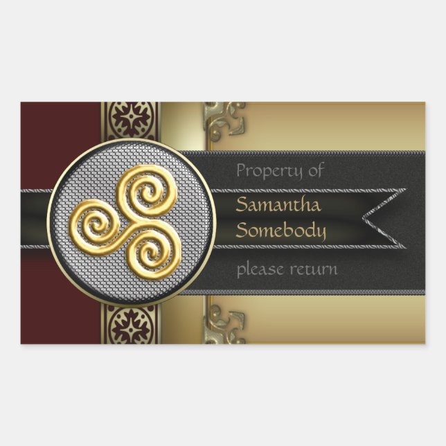 Pegatina Rectangular Marcador decorativo de Triskele (Anverso)