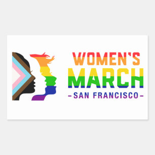 Pegatina Rectangular Marcha de mujeres Orgullo SF