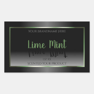 Pegatina Rectangular Marco verde de etiquetas de productos en blanco y