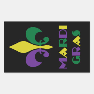 Pegatina Rectangular Mardi Gras ~ Fleur De Lis