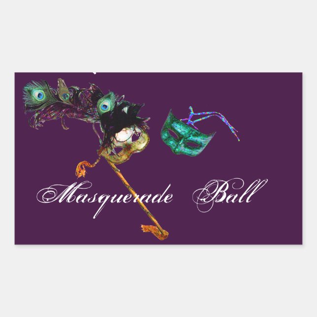 PEGATINA RECTANGULAR MARDI GRAS MASQUERADE (Anverso)