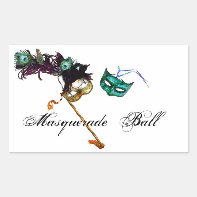 PEGATINA RECTANGULAR MARDI GRAS MASQUERADE (Anverso)