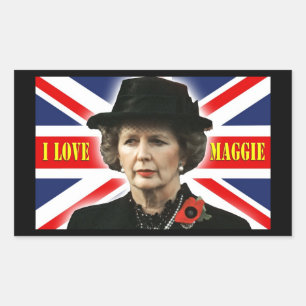 Pegatina Rectangular Margaret Thatcher me encanta Maggie