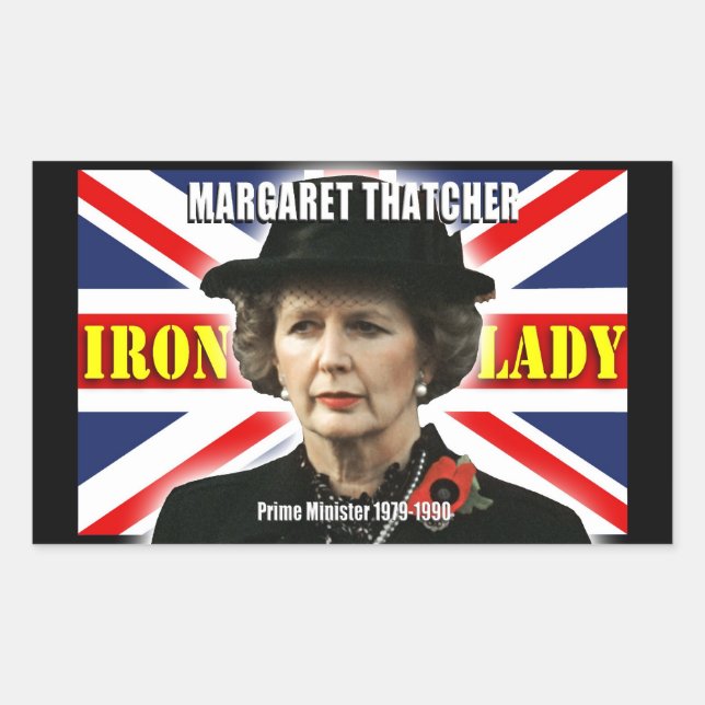 Pegatina Rectangular Margaret Thatcher, Primera Ministra (Anverso)