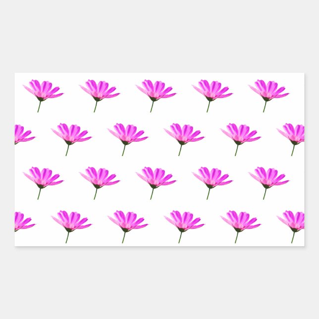 Pegatina Rectangular Margarita Rosa   (Anverso)