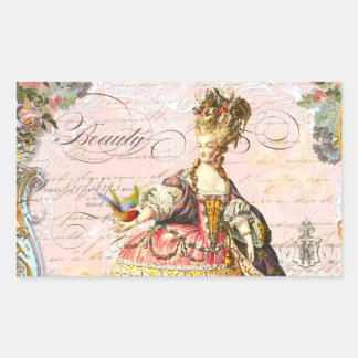 Pegatina Rectangular Marie Antoinette Paris Roses rosas rosas