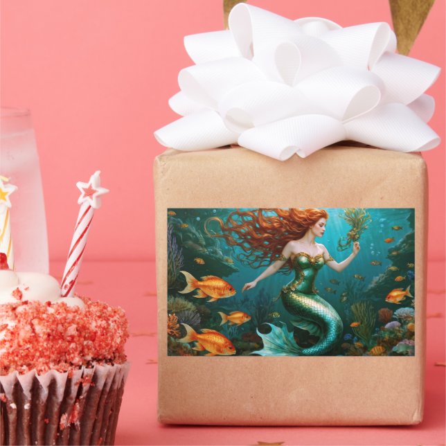 Pegatina Rectangular "Marielle" - Hermosa sirena bailarina (Fiesta)