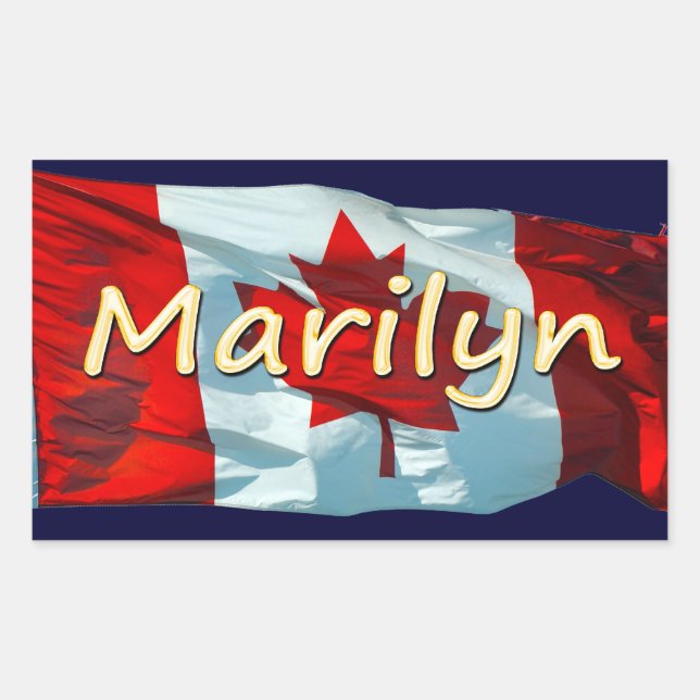 Pegatina Rectangular MARILYN Nombre y Bandera Canadiense Pegatinas pers (Anverso)