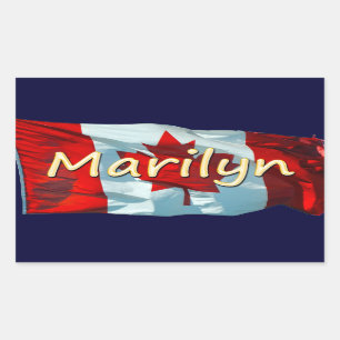 Pegatina Rectangular MARILYN Nombre y Bandera Canadiense Pegatinas pers