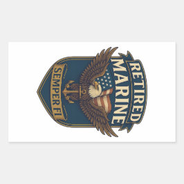 Pegatina Rectangular Marine Corps Veteran Logo Emblem
