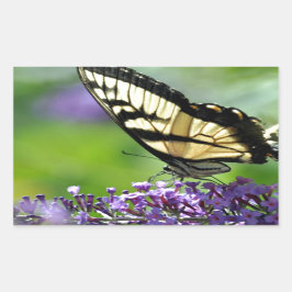 Pegatina Rectangular Mariposa amarilla y negra en Lavender