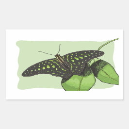 Pegatina Rectangular Mariposa de camuflaje de la naturaleza