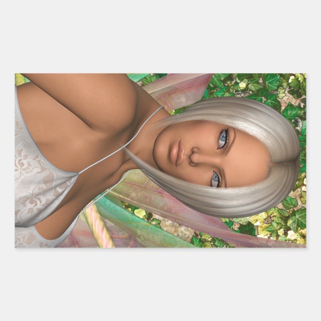 Pegatina Rectangular Mariposa de hadas (Anverso)