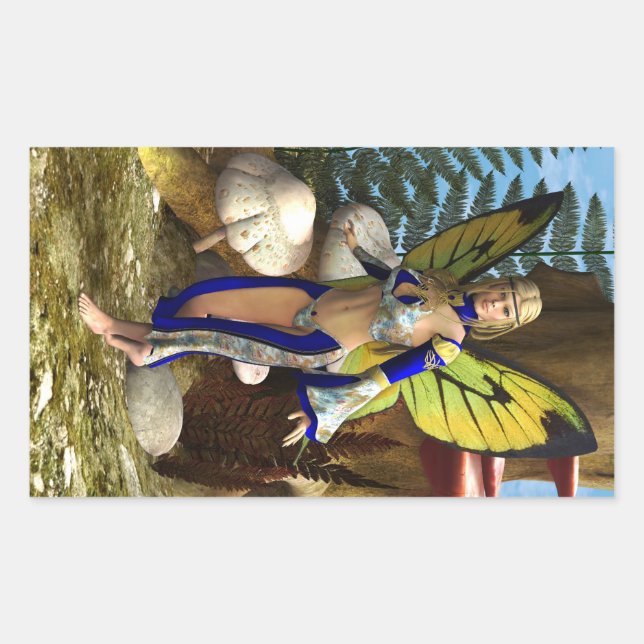 Pegatina Rectangular Mariposa de hadas (Anverso)