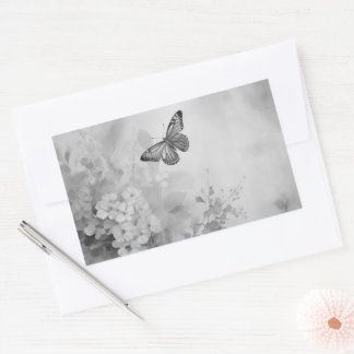 Pegatina Rectangular Mariposa de negro y blanco