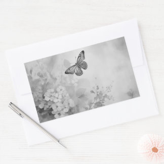 Pegatina Rectangular Mariposa de negro y blanco