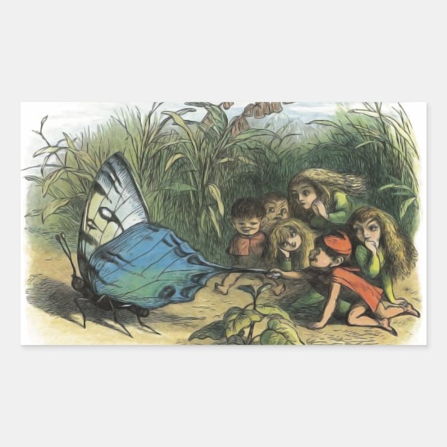 Pegatina Rectangular Mariposa Elf Artwork Cuidad Elves Butterflies (Anverso)