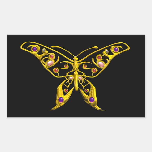 Pegatina Rectangular MARIPOSA HYPER, negro (Anverso)
