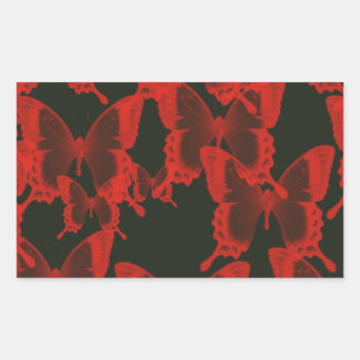 Pegatina Rectangular mariposa roja de fondo nocturno oscuro