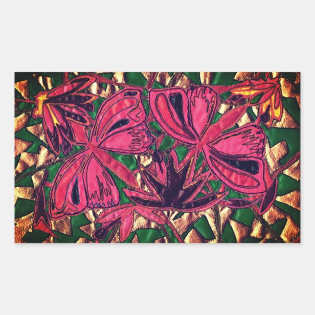 Pegatina Rectangular Mariposas (Anverso)
