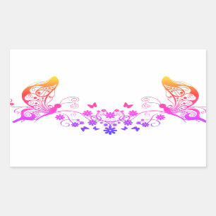 Pegatina Rectangular Mariposas arcoiris
