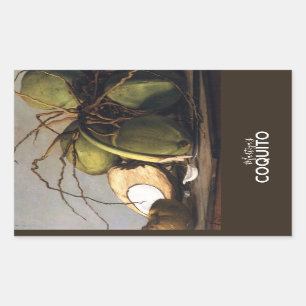 Pegatina Rectangular Márketing clásico del coco del Coquito