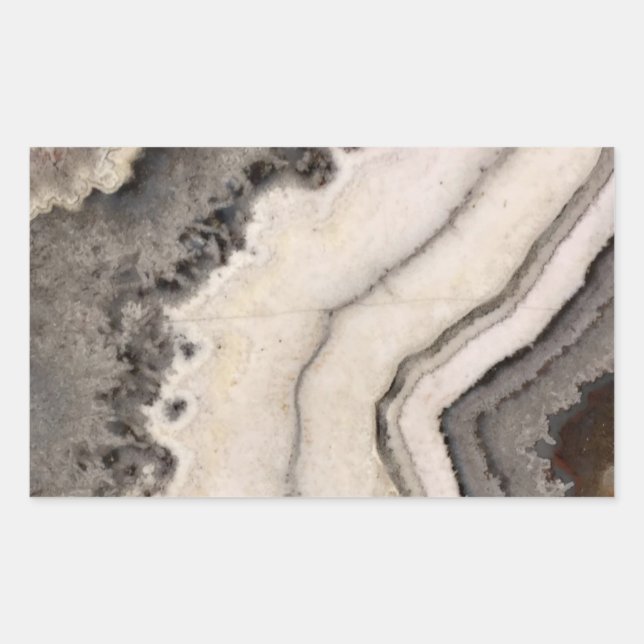 Pegatina Rectangular Mármol de agre blanco negro gemstone (Anverso)