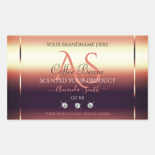 Pegatina Rectangular Marrón roja Shimmery Etiquetas de productos Jewels