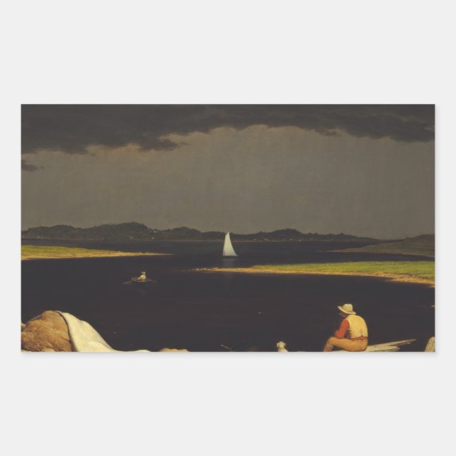 Pegatina Rectangular Martin Johnson Heade - Acercándose a la tormenta e (Anverso)