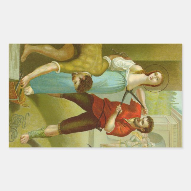 Pegatina Rectangular Martirio de San Agatha (M 003) (Anverso)