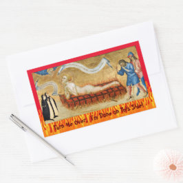 Pegatina Rectangular Martirio de San Lorenzo, con dos monjas (M 022)