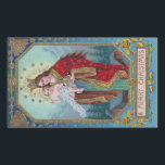 Pegatina Rectangular Mary, Jesus y Globus Cruciger Vintage Christmas<br><div class="desc">Una Feliz Navidad Mary está sosteniendo el cruciger globus (cruz en un orbo) en una mano y un niño Cristo en la otra en esta vintage,  religiosa,  postal de Navidad de 1913.</div>