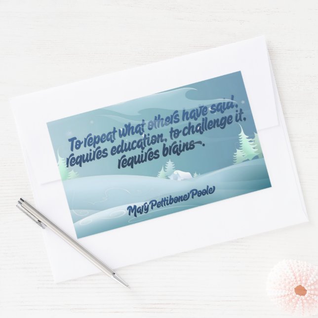 Pegatina Rectangular Mary Pettibone Poole Cita Inspiradora "Cerebros" (Sobre)