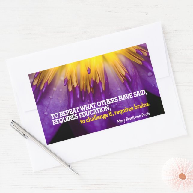 Pegatina Rectangular Mary Pettibone Poole Cita Inspiradora "Cerebros" (Sobre)