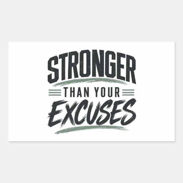 Pegatina Rectangular Más Fuerte Que Tus Excusas Motivación Fitness  (Anverso)
